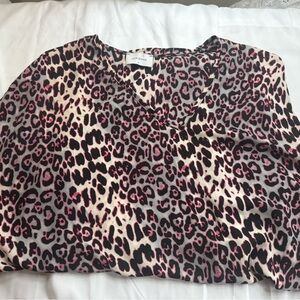 Adrienne Wild Pink and Black Animal Print Blouse